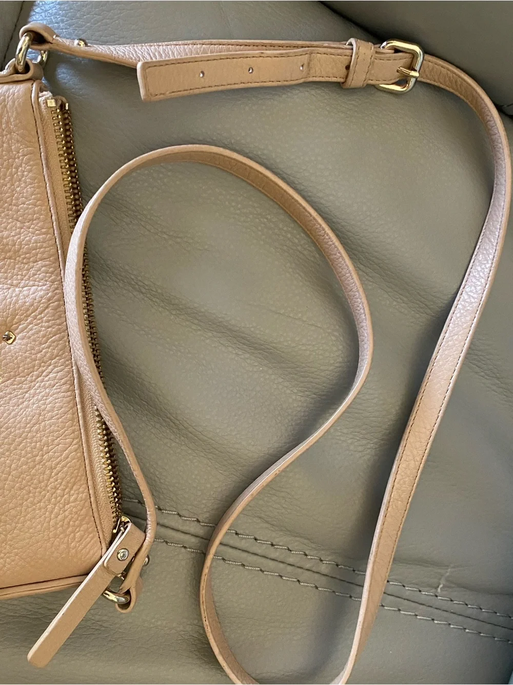 kate spade Cream Leather Crossbody with Front Zip